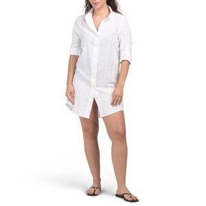 COLOURBROOKE White Embroidered Cover-up Beach Shirt